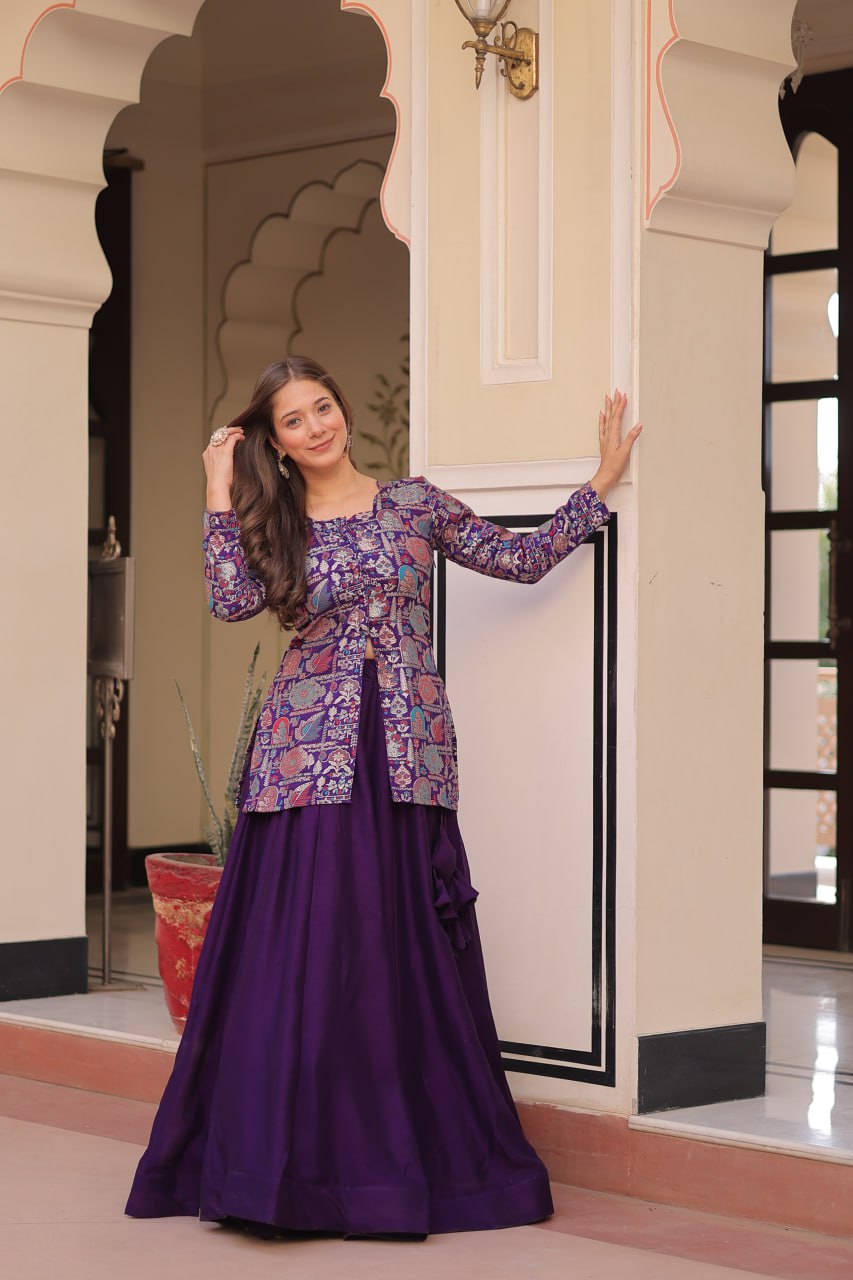 Vistara Elegance Indo Western Jacket Lehenga Set