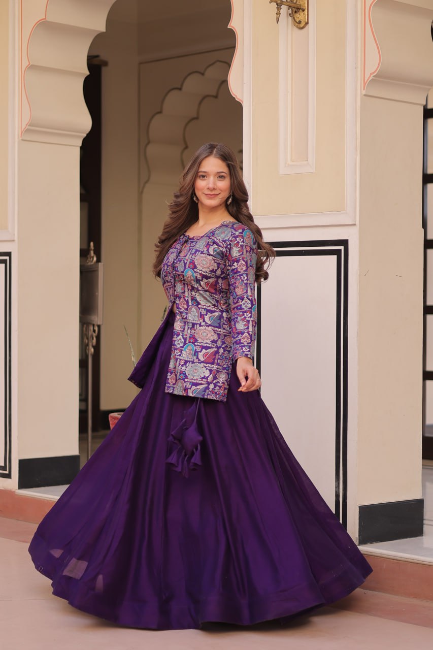 Vistara Elegance Indo Western Jacket Lehenga Set