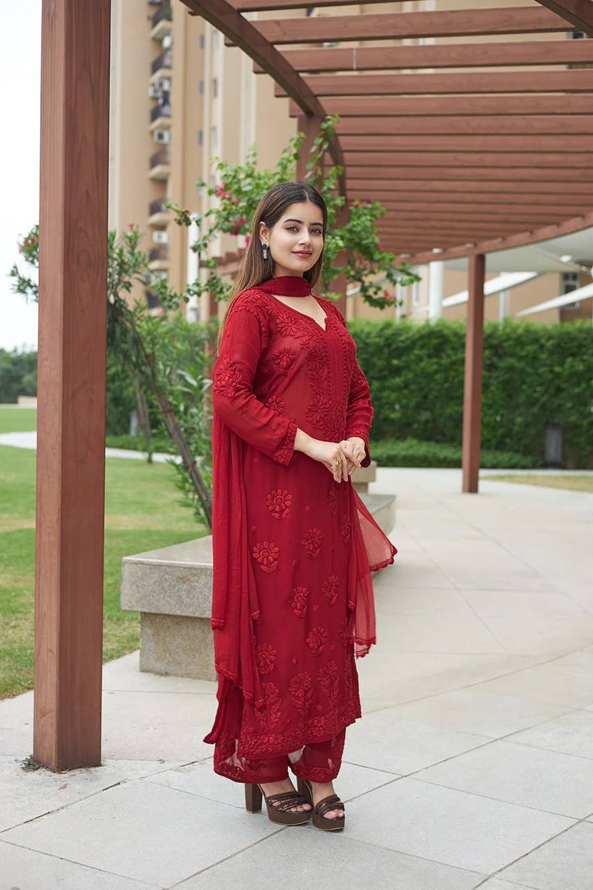 Designer Wear Exclusive Georgette With Embroidery Suit