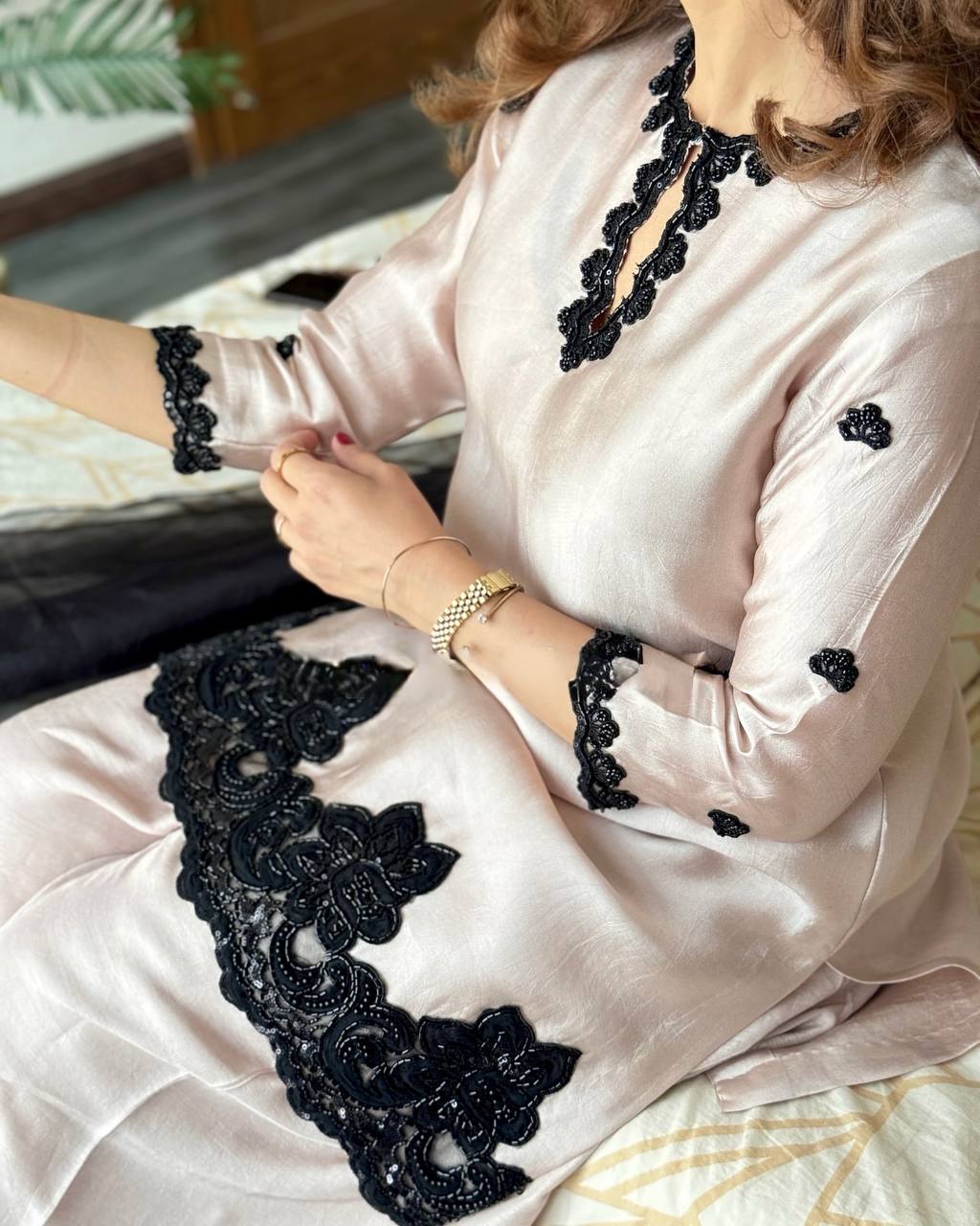 Garnet Glow French Creape Farsi Salwar Suit
