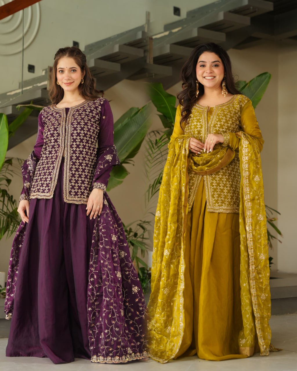 Amaira Rich Beads Embroidered Jacket Style Palazzo Suit