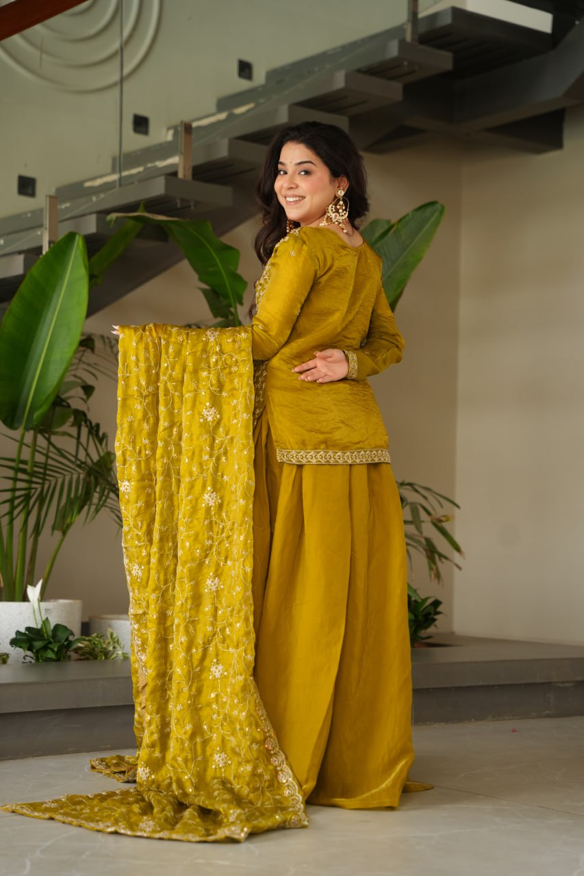 Amaira Rich Beads Embroidered Jacket Style Palazzo Suit
