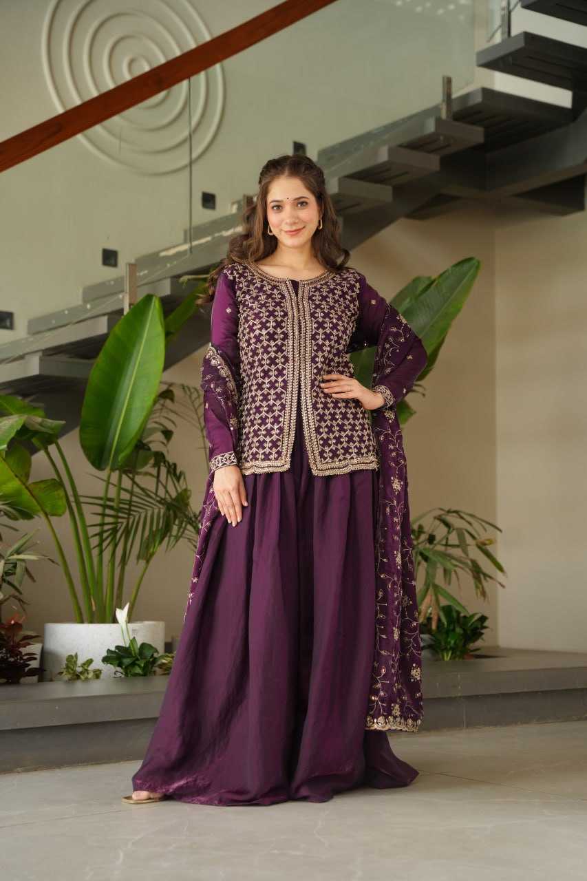 Amaira Rich Beads Embroidered Jacket Style Palazzo Suit