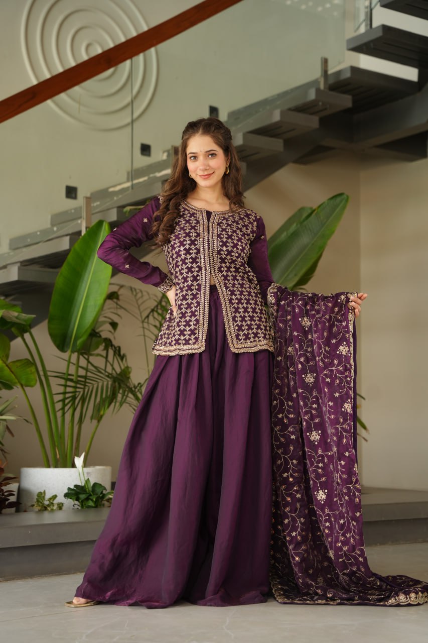 Amaira Rich Beads Embroidered Jacket Style Palazzo Suit