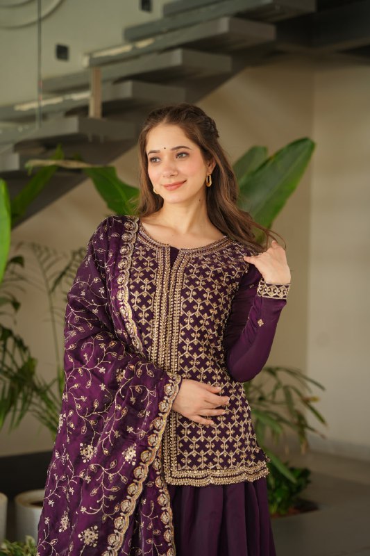 Amaira Rich Beads Embroidered Jacket Style Palazzo Suit
