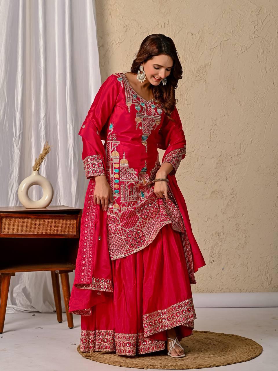Heer Rang Royal Embroidered Borders Vibrant Patiala Set