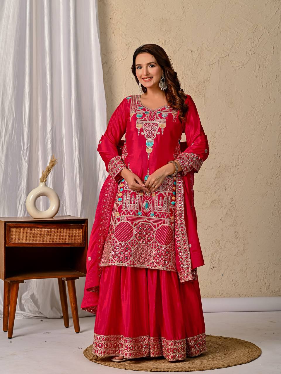 Heer Rang Royal Embroidered Borders Vibrant Patiala Set