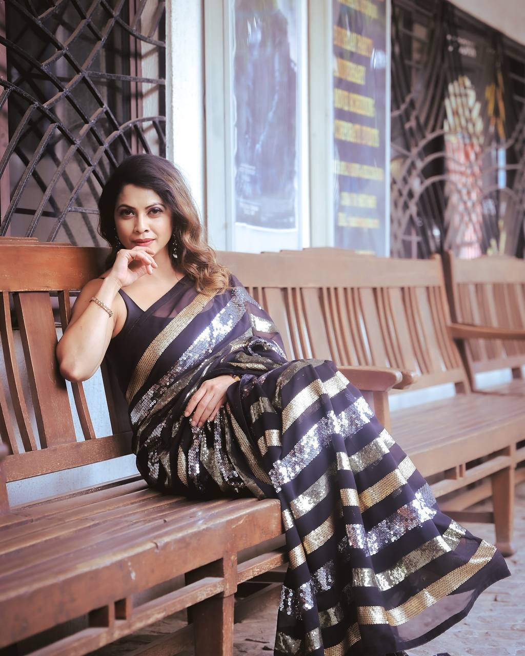 Black Gold Rush Sequence Embroidery Saree