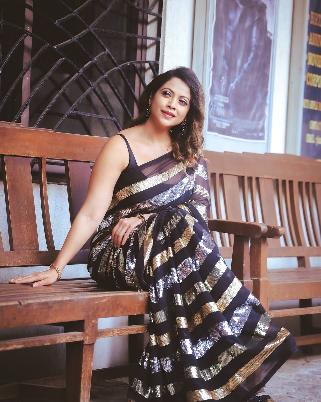 Black Gold Rush Sequence Embroidery Saree