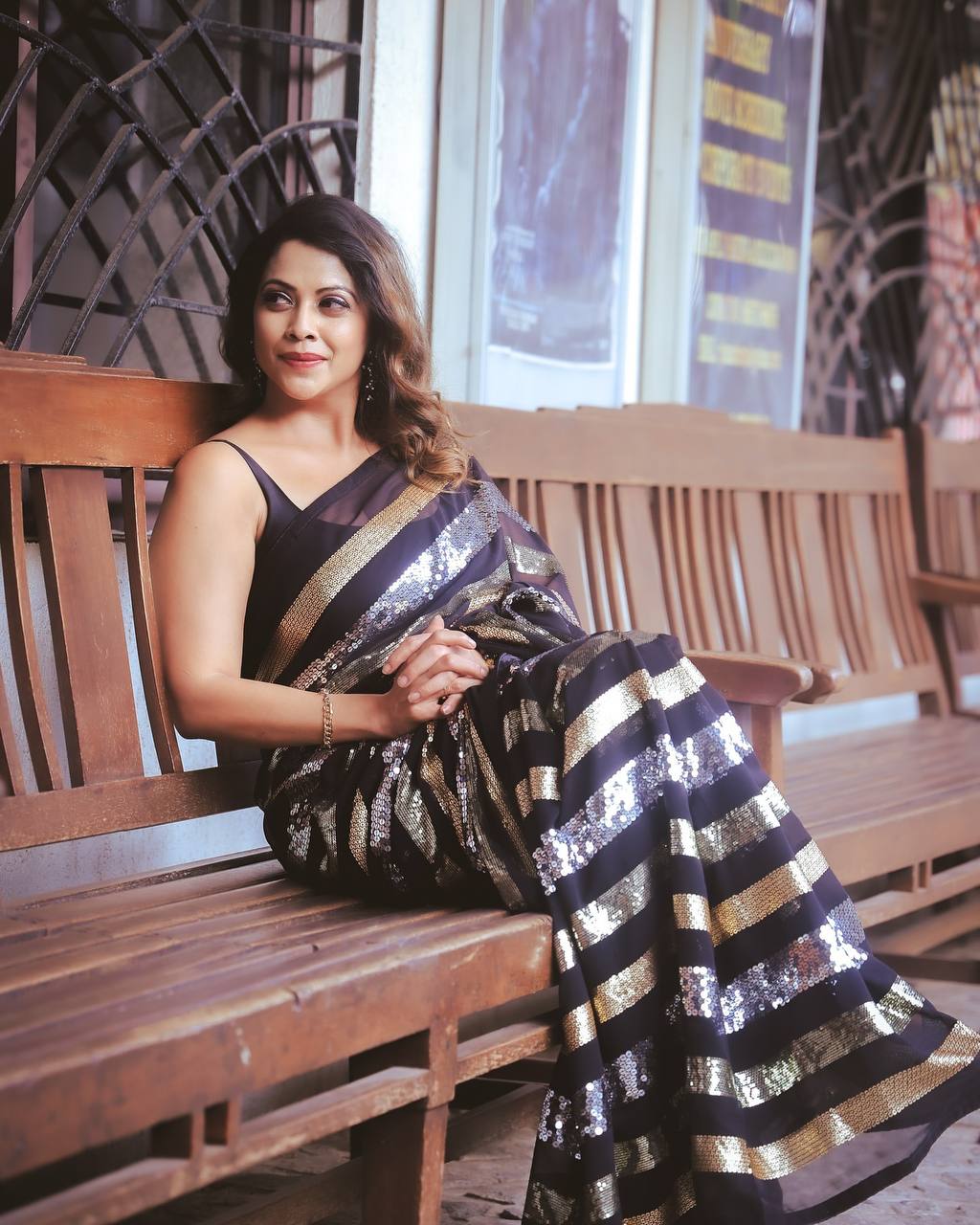 Black Gold Rush Sequence Embroidery Saree