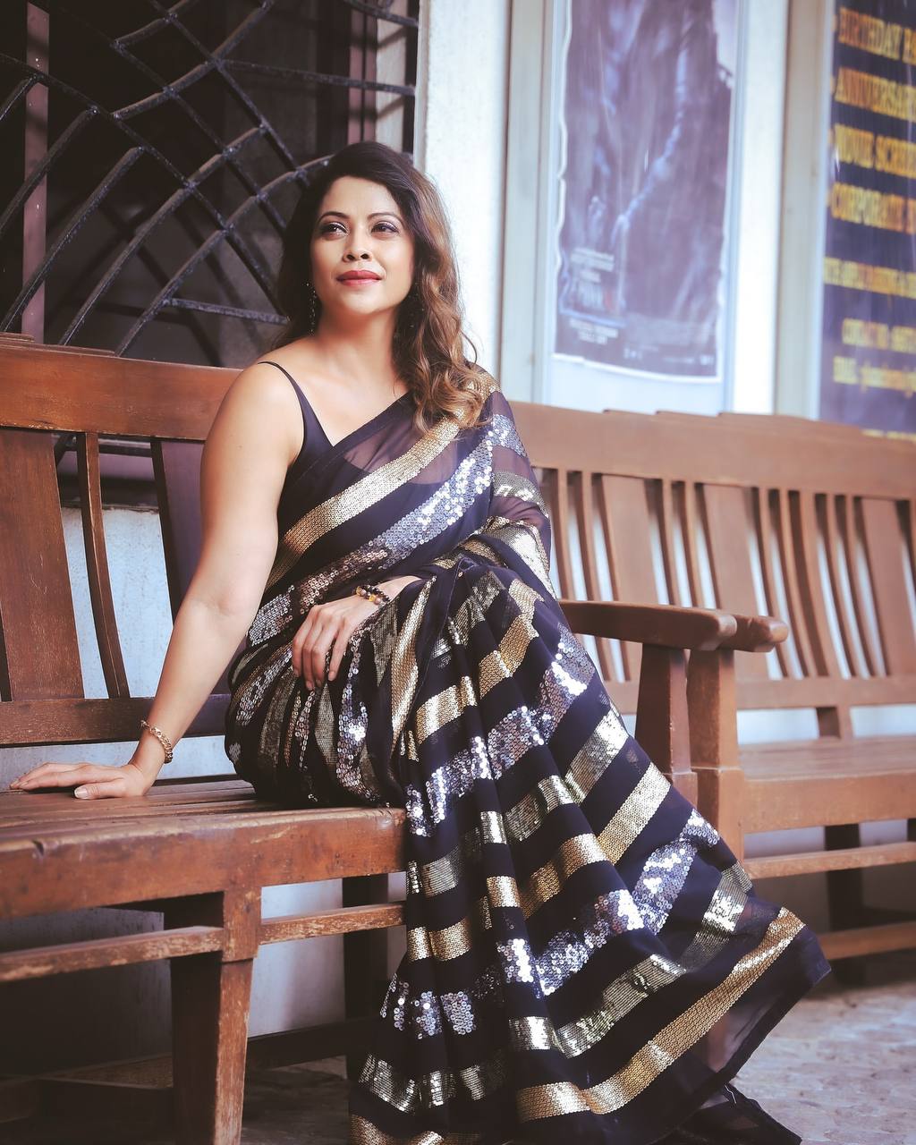 Black Gold Rush Sequence Embroidery Saree