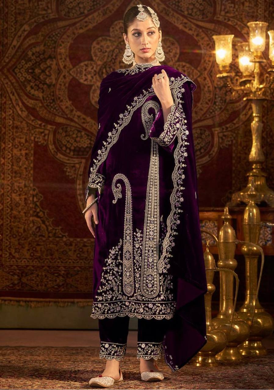 Crimson Drapes Ensemble Velvet Suit Set