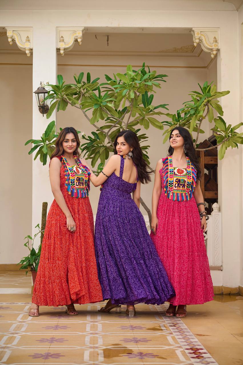 Charvi Vibrant Kutchi Embroidery Work Gown
