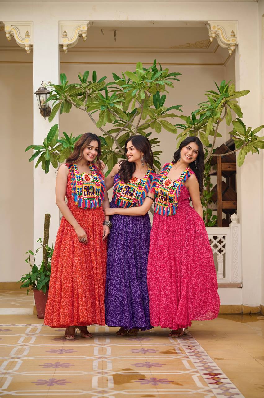 Charvi Vibrant Kutchi Embroidery Work Gown