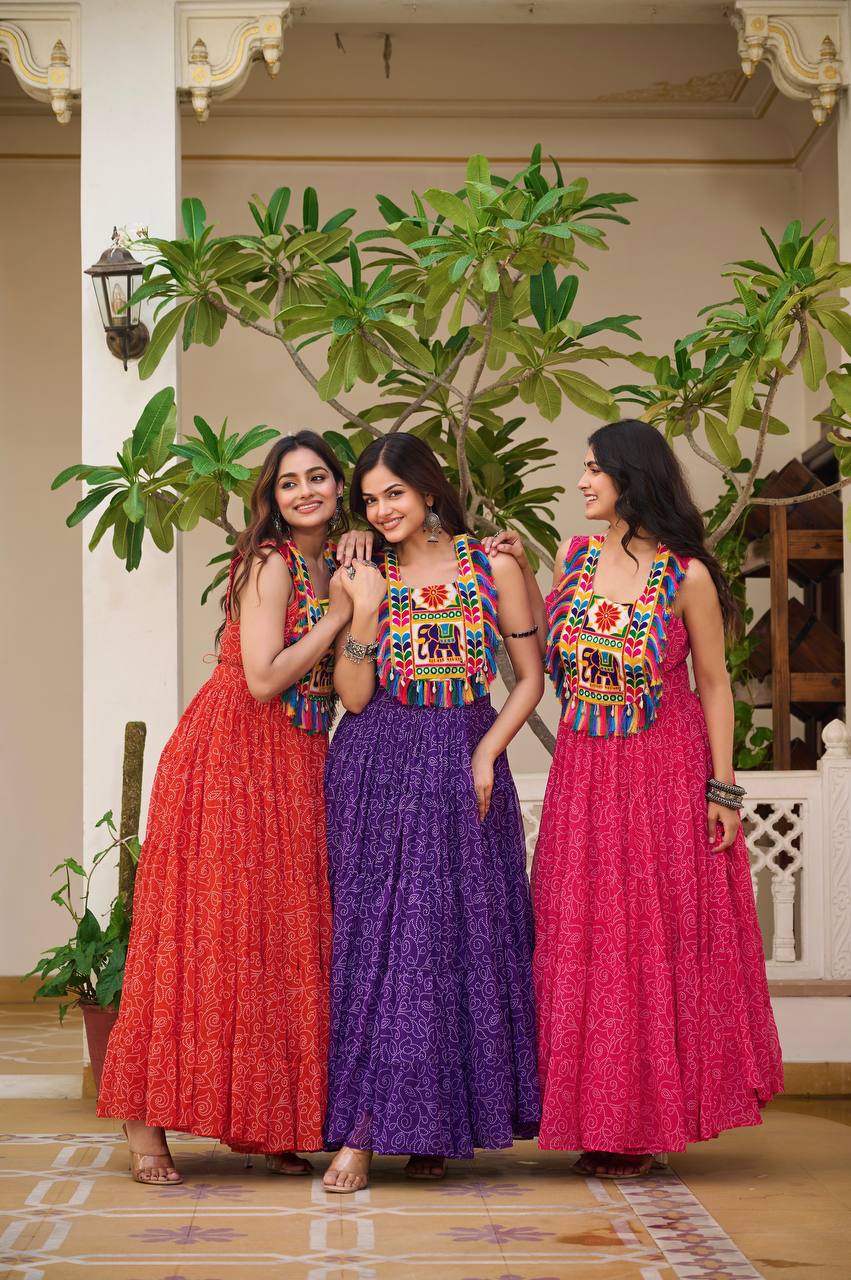 Charvi Vibrant Kutchi Embroidery Work Gown