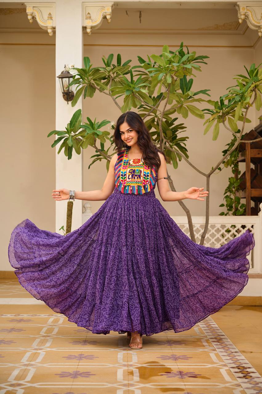 Charvi Vibrant Kutchi Embroidery Work Gown