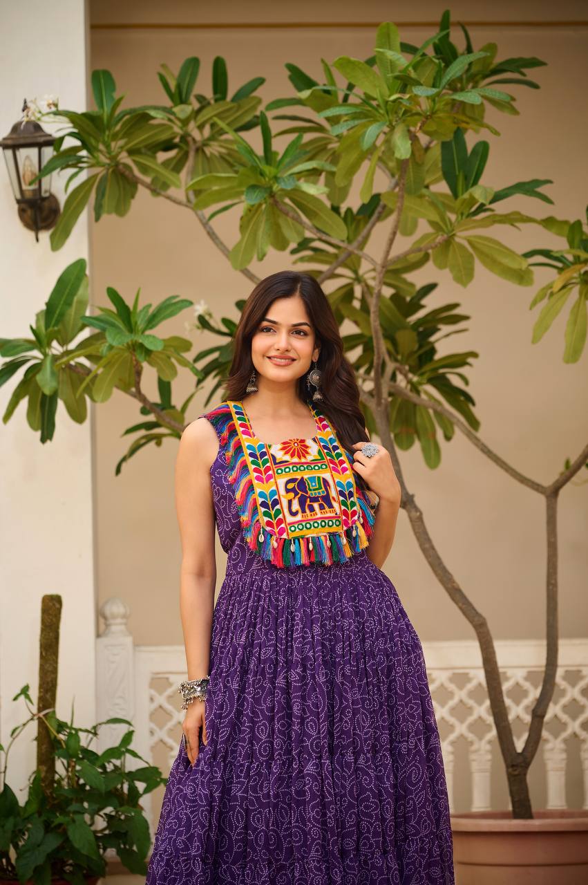 Charvi Vibrant Kutchi Embroidery Work Gown