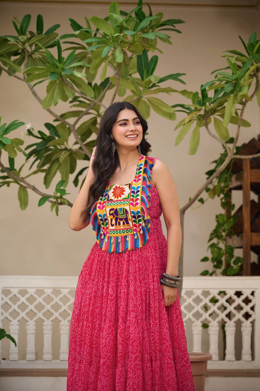 Charvi Vibrant Kutchi Embroidery Work Gown