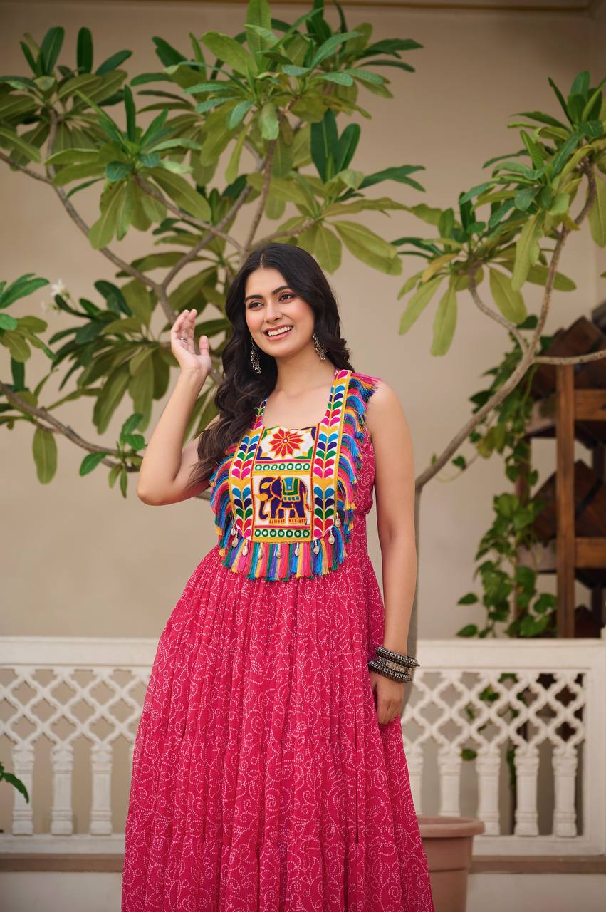 Charvi Vibrant Kutchi Embroidery Work Gown