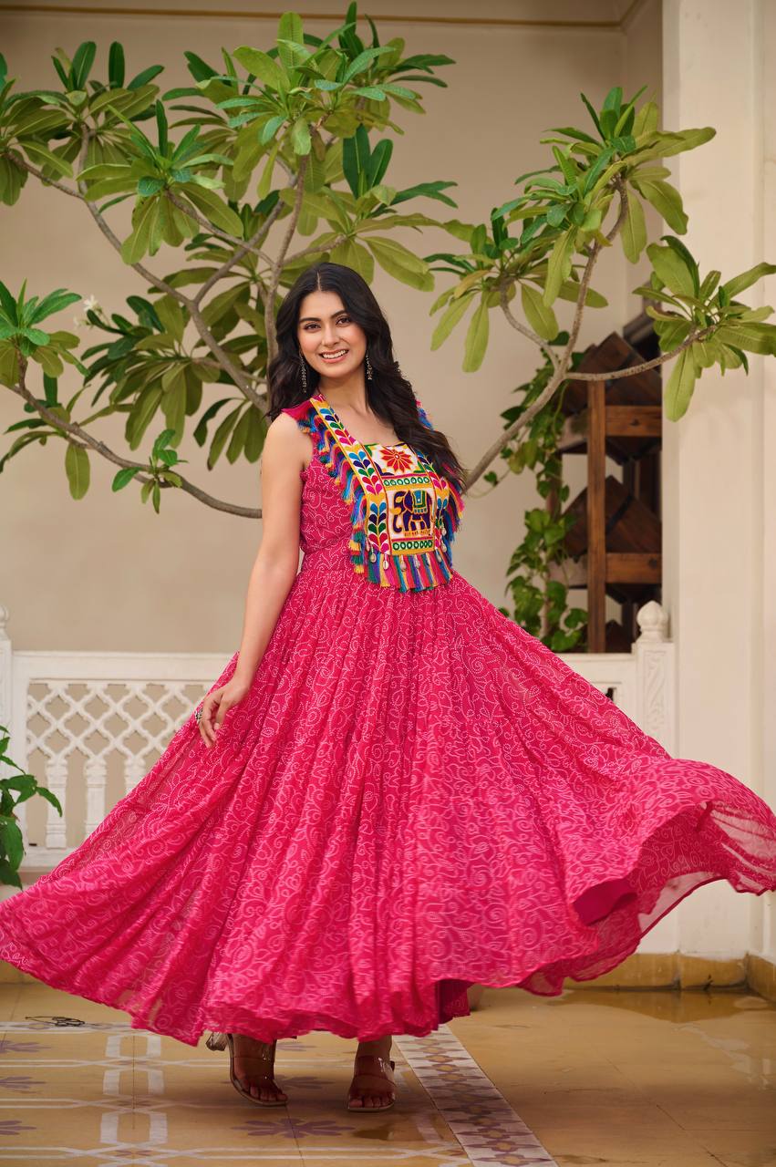 Charvi Vibrant Kutchi Embroidery Work Gown