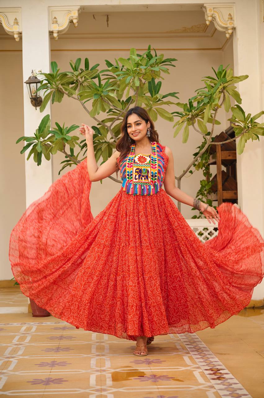 Charvi Vibrant Kutchi Embroidery Work Gown