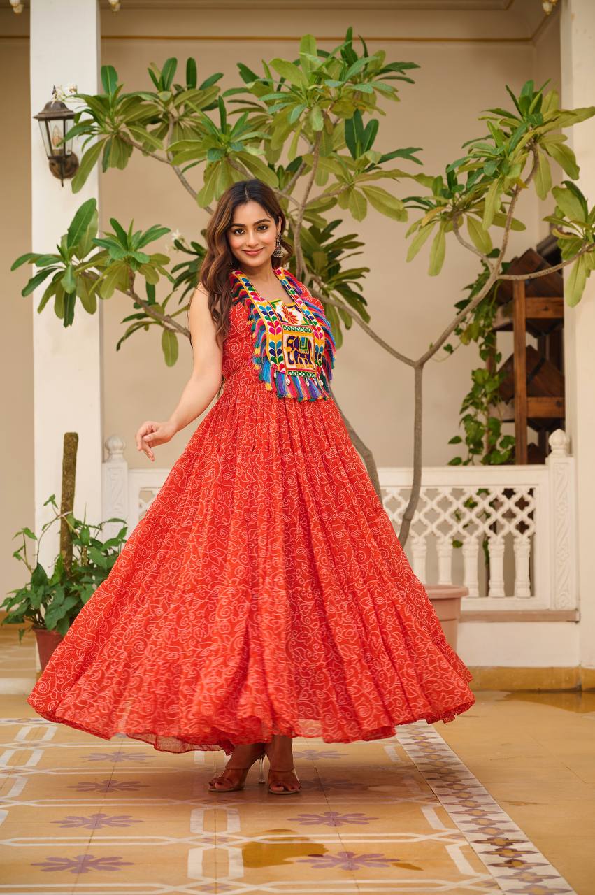 Charvi Vibrant Kutchi Embroidery Work Gown