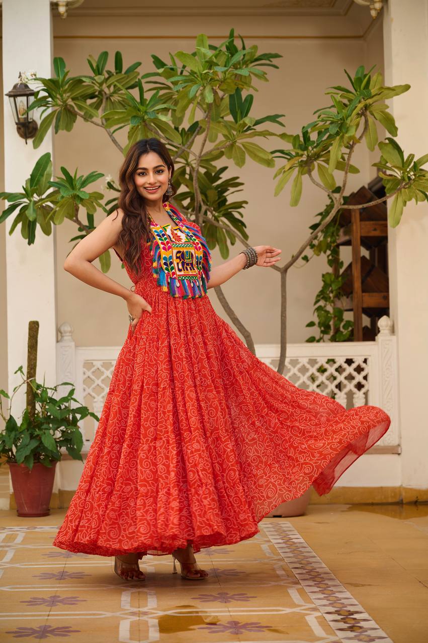 Charvi Vibrant Kutchi Embroidery Work Gown