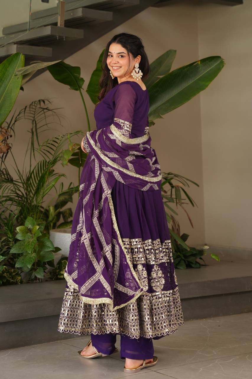 Divine Mulberry Charm New Designer Party Wear Sharara Suit