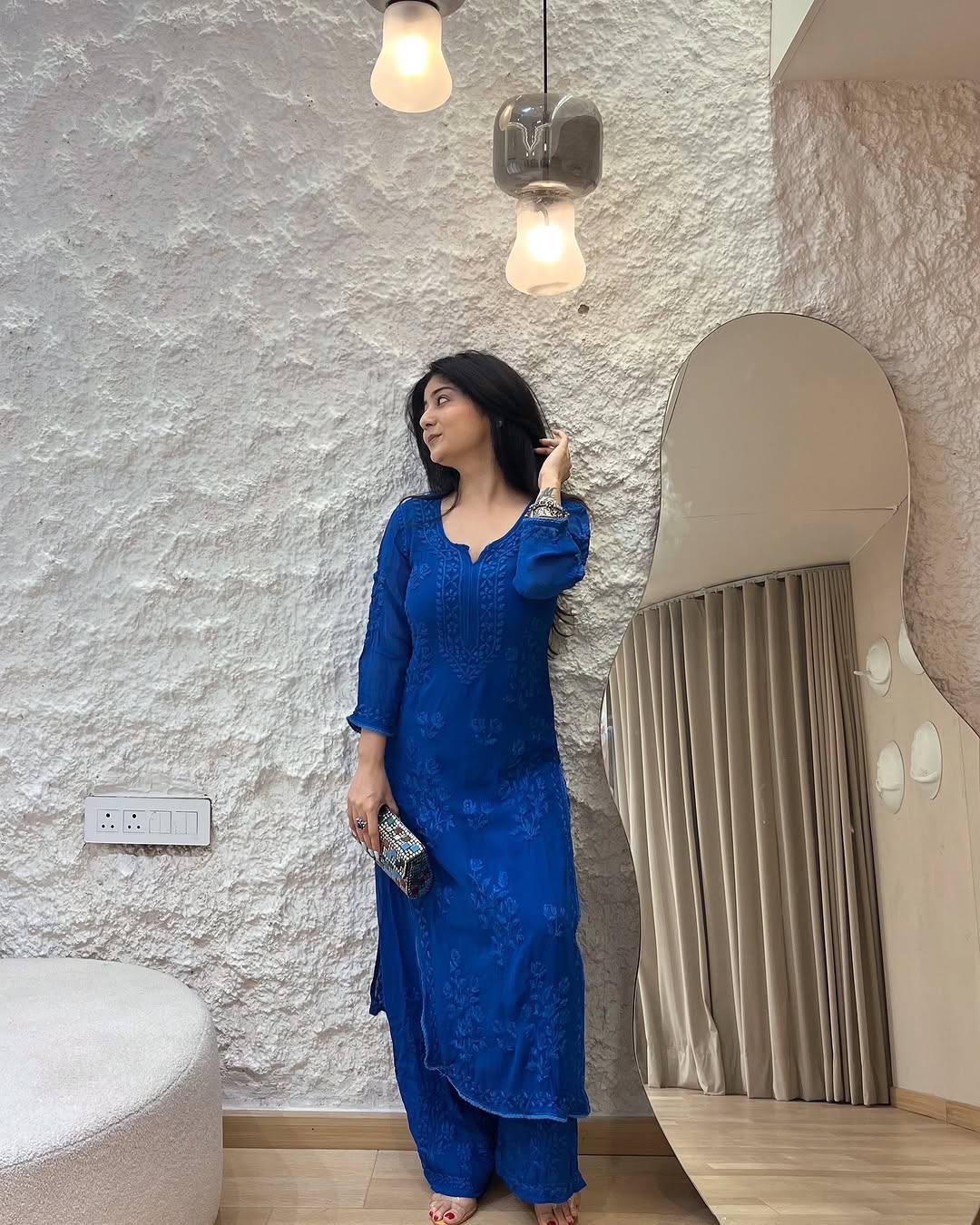 Blue Blossom Grace Thread Embroidered Kurta Set