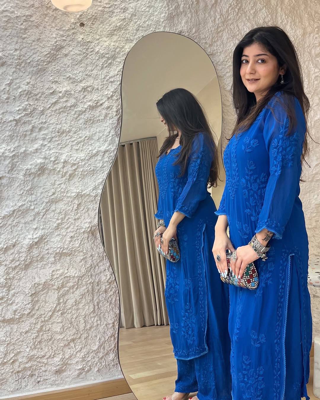 Blue Blossom Grace Thread Embroidered Kurta Set