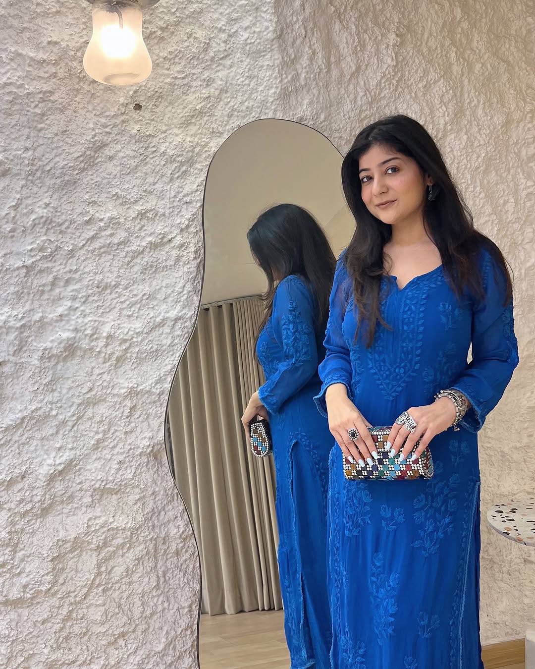 Blue Blossom Grace Thread Embroidered Kurta Set