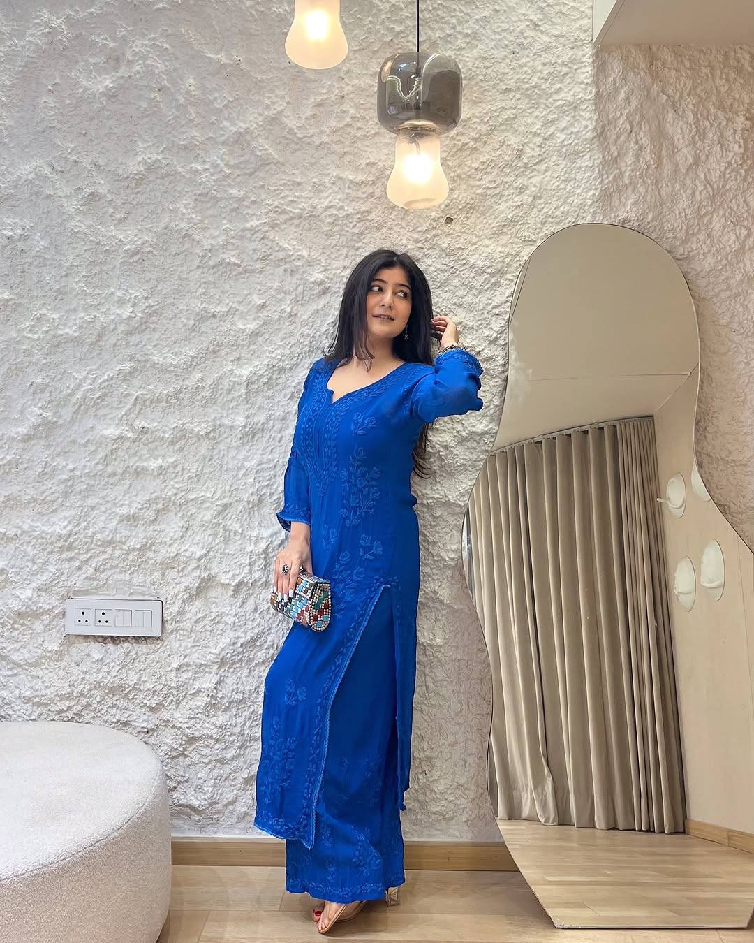 Blue Blossom Grace Thread Embroidered Kurta Set