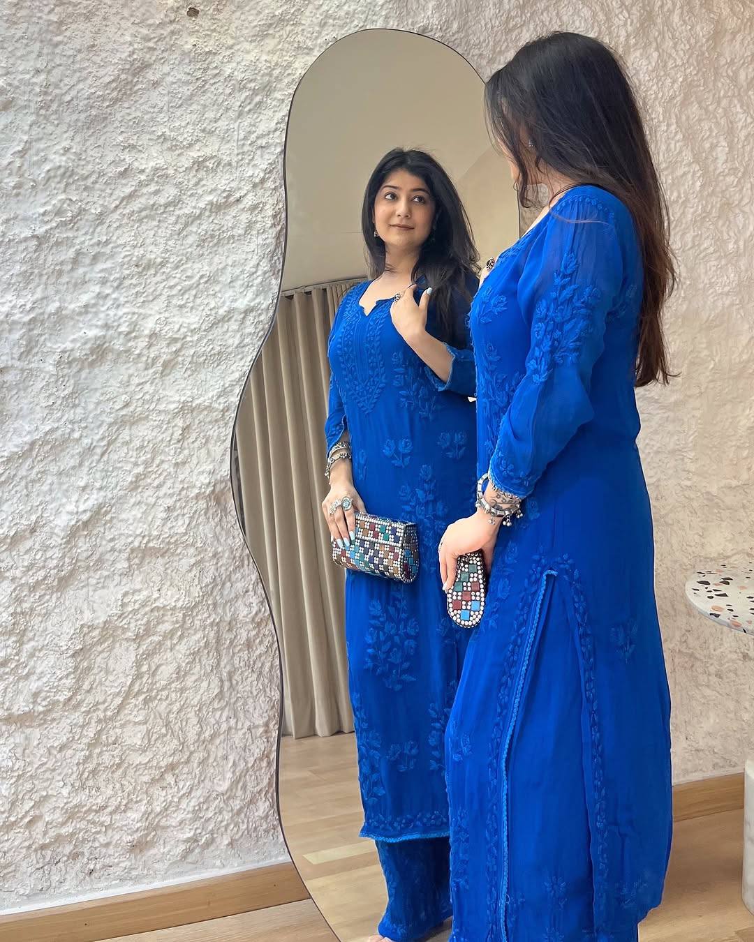 Blue Blossom Grace Thread Embroidered Kurta Set