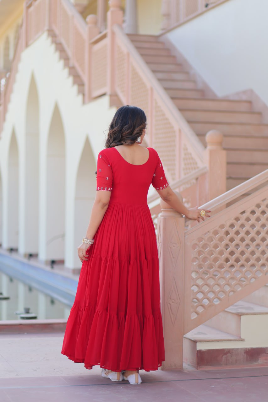 Inaaya Sunshine & Rose Embroidered Layered Gown Set