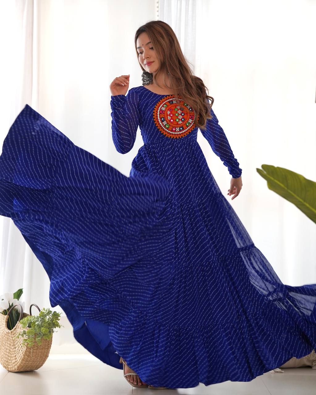 Dandiya Bandhani Inspired Flared Gown