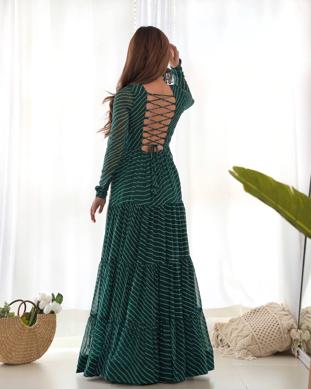 Dandiya Bandhani Inspired Flared Gown