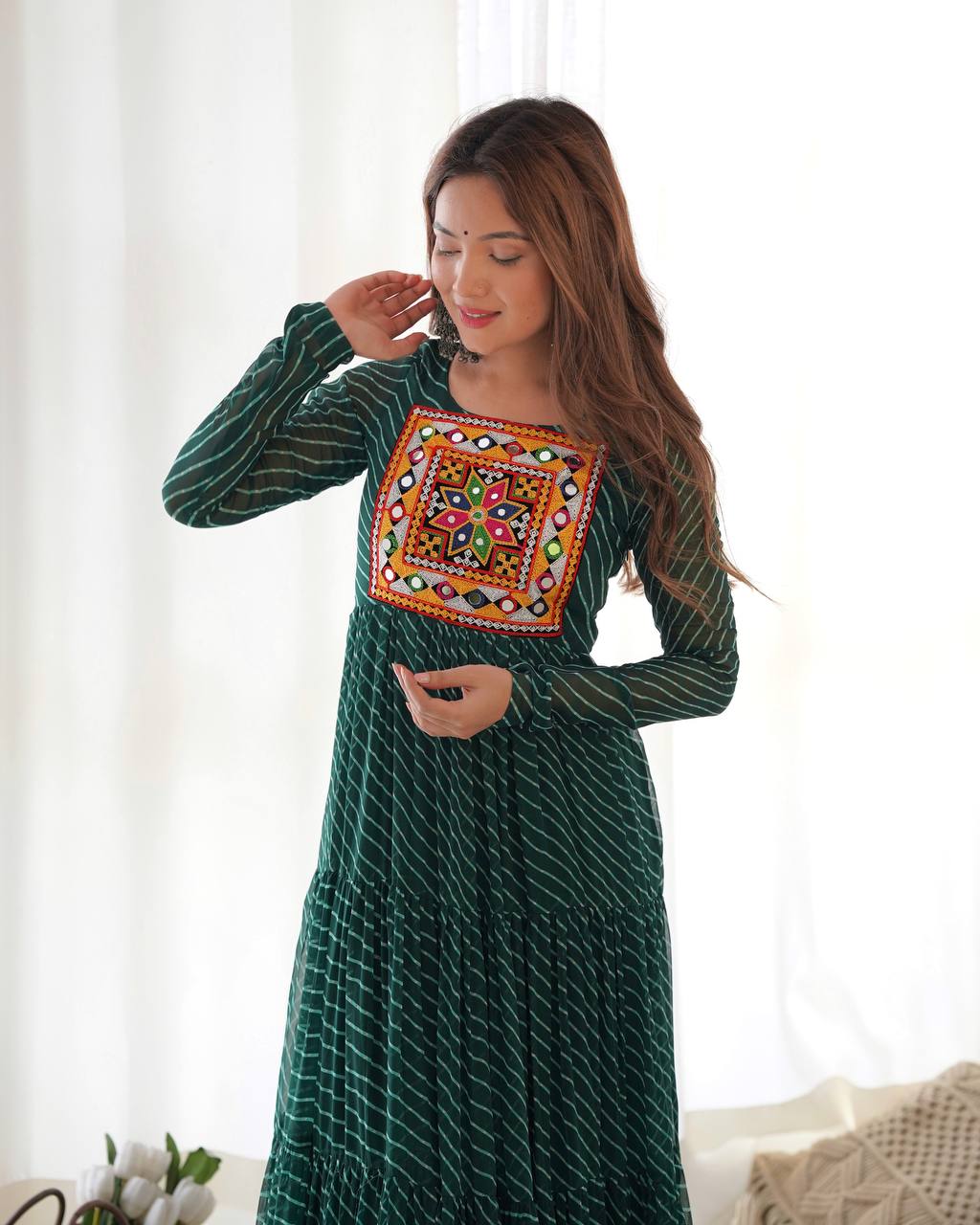 Dandiya Bandhani Inspired Flared Gown