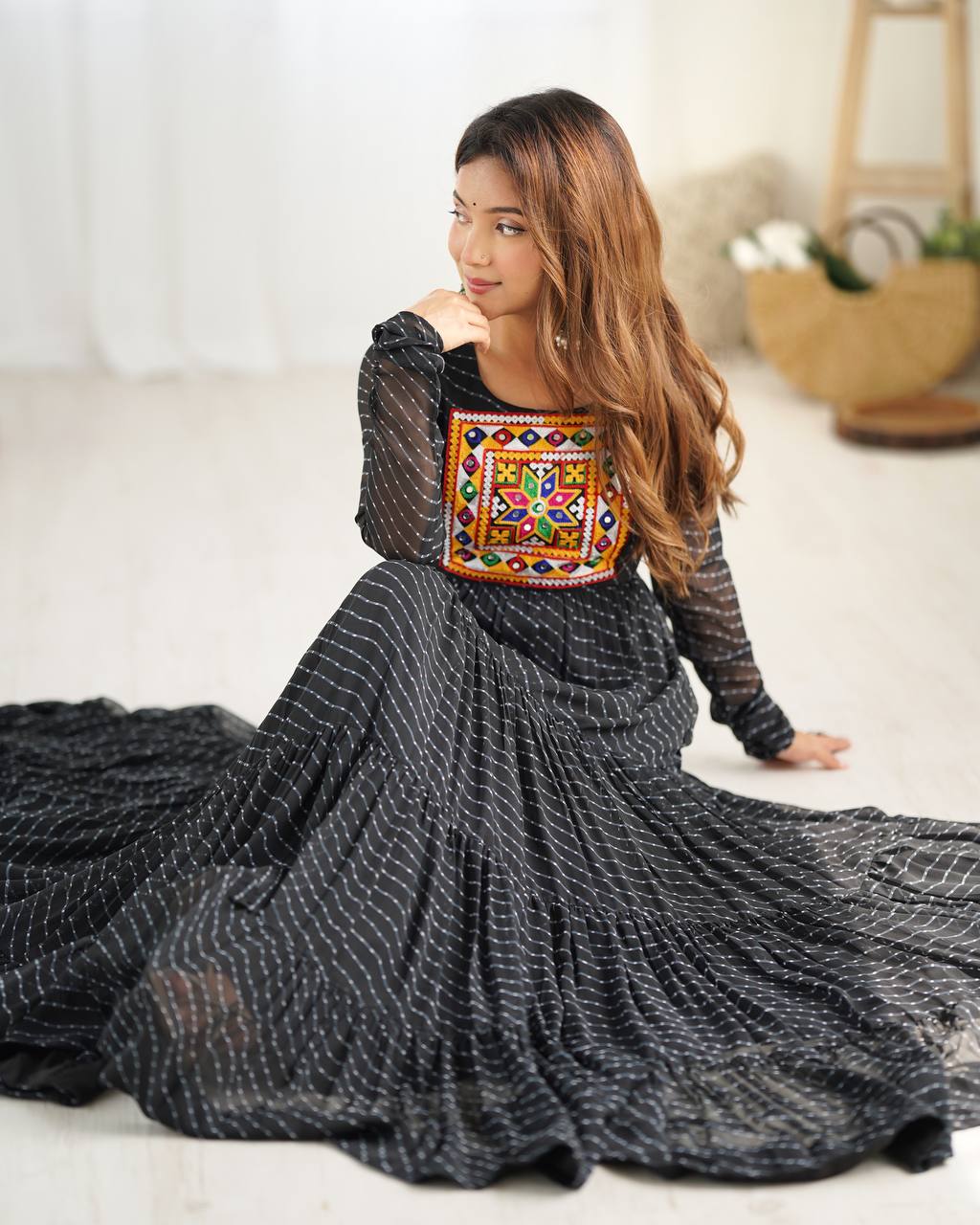 Dandiya Bandhani Inspired Flared Gown