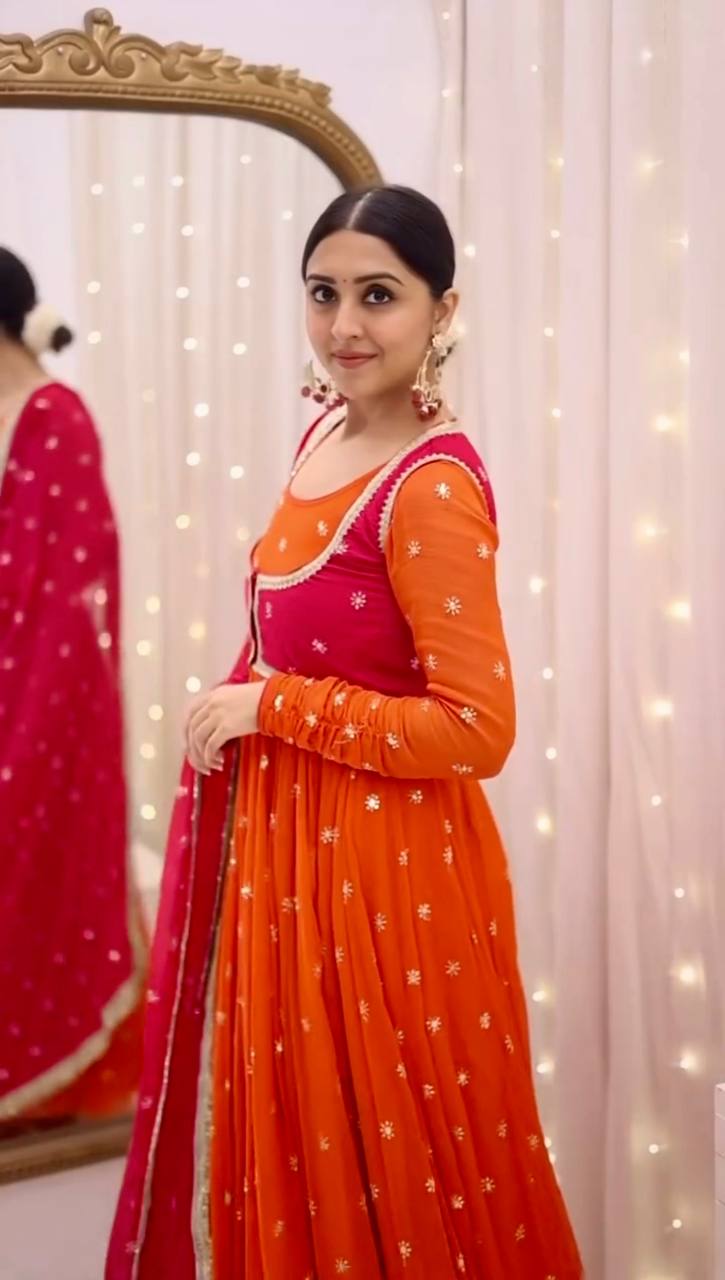 Noorani Adaa Sunset Orange Anarkali