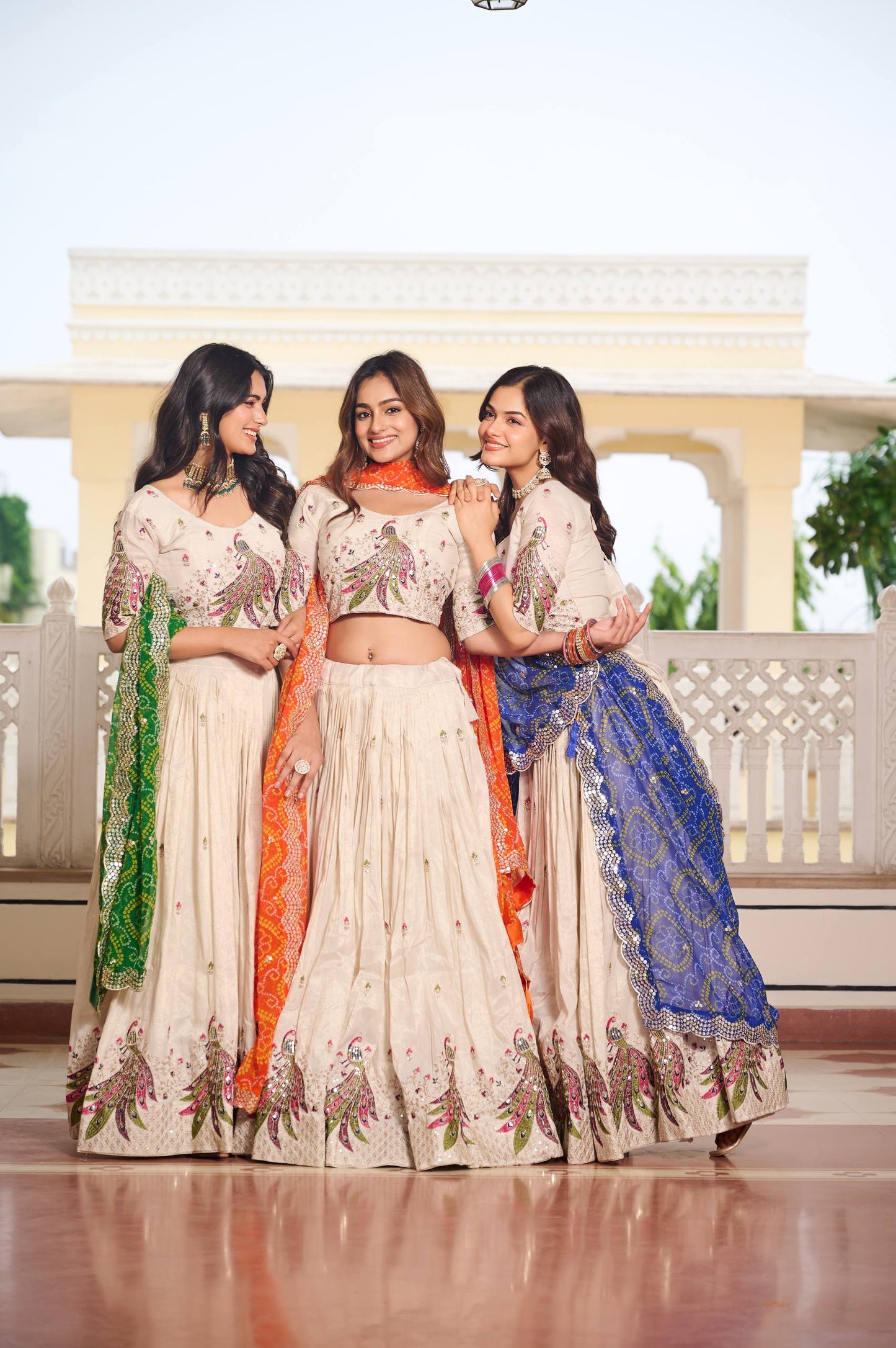 Zakhi Embroidered Lehenga Choli Set with Bandhani Dupatta Magic