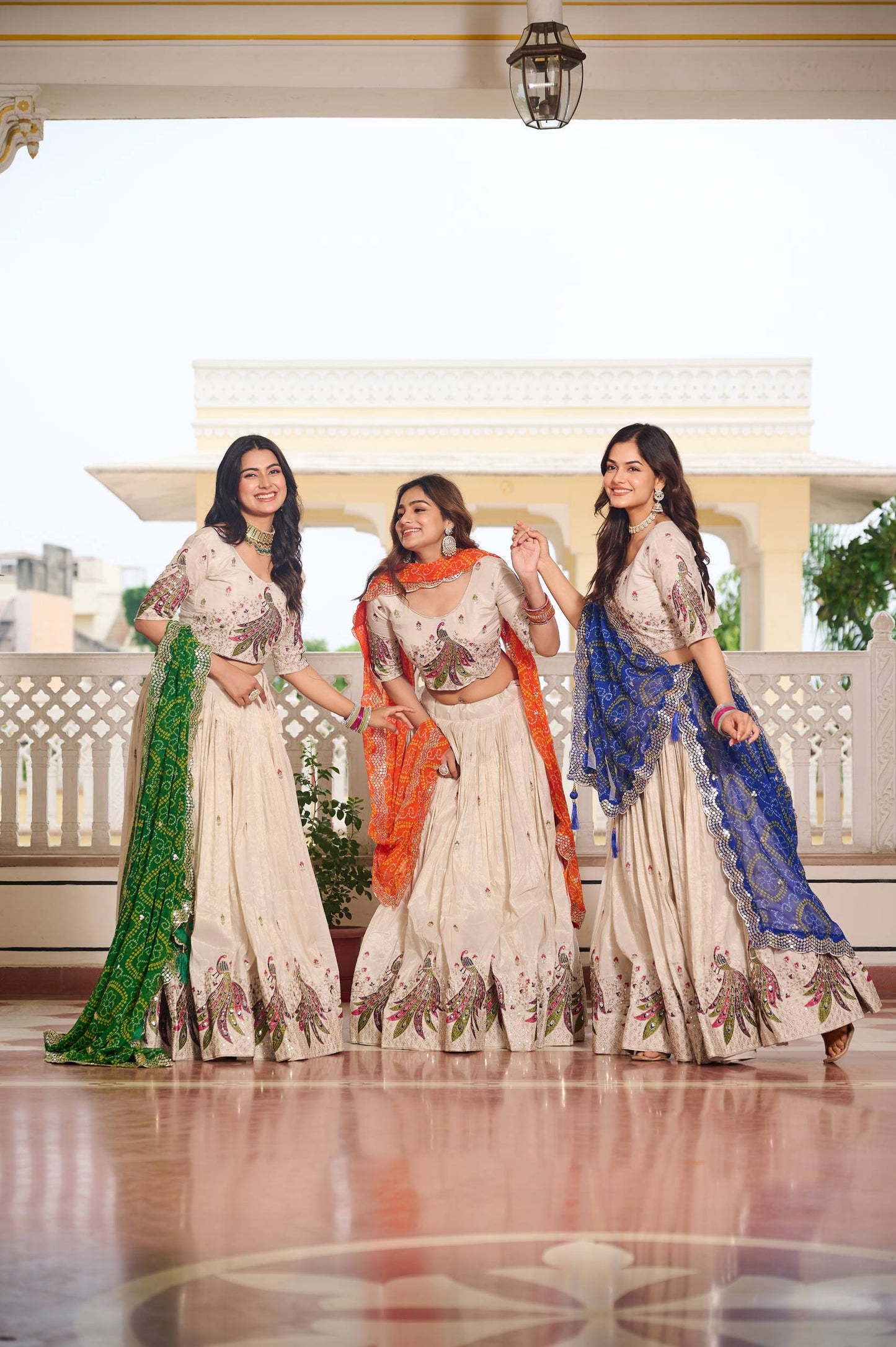 Zakhi Embroidered Lehenga Choli Set with Bandhani Dupatta Magic