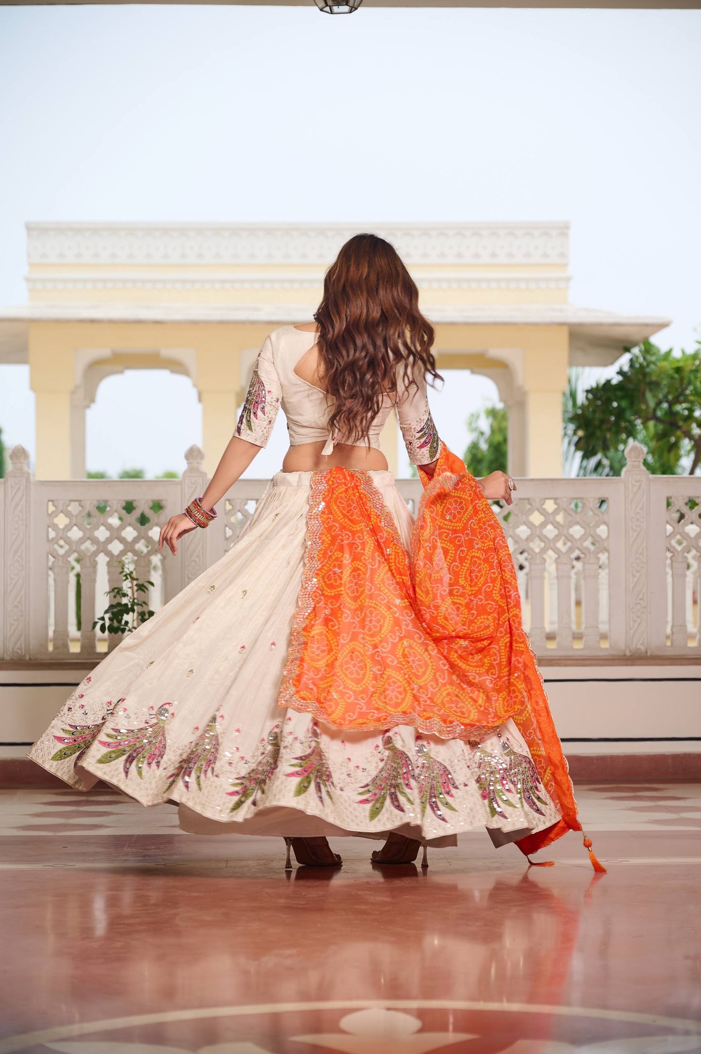 Zakhi Embroidered Lehenga Choli Set with Bandhani Dupatta Magic