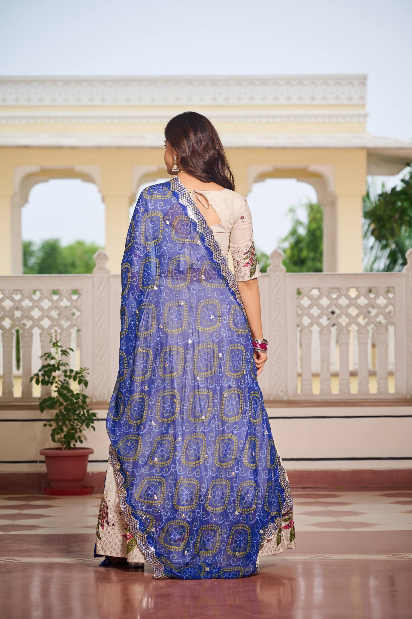 Zakhi Embroidered Lehenga Choli Set with Bandhani Dupatta Magic