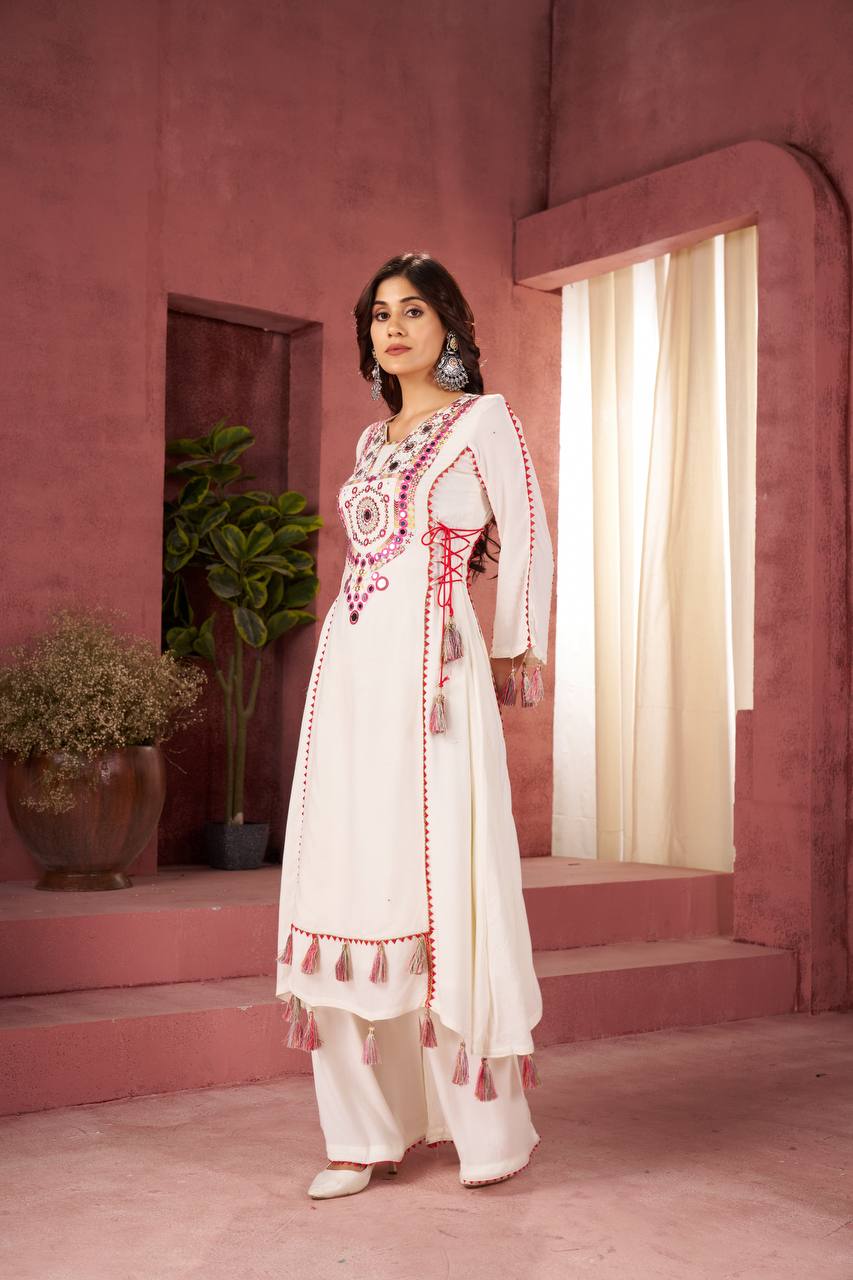 Tribal Mirror Elegance Premium Flared Kurta Set