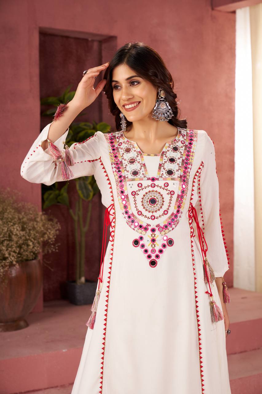 Tribal Mirror Elegance Premium Flared Kurta Set