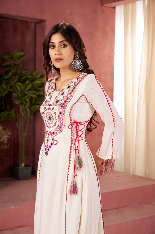 Tribal Mirror Elegance Premium Flared Kurta Set