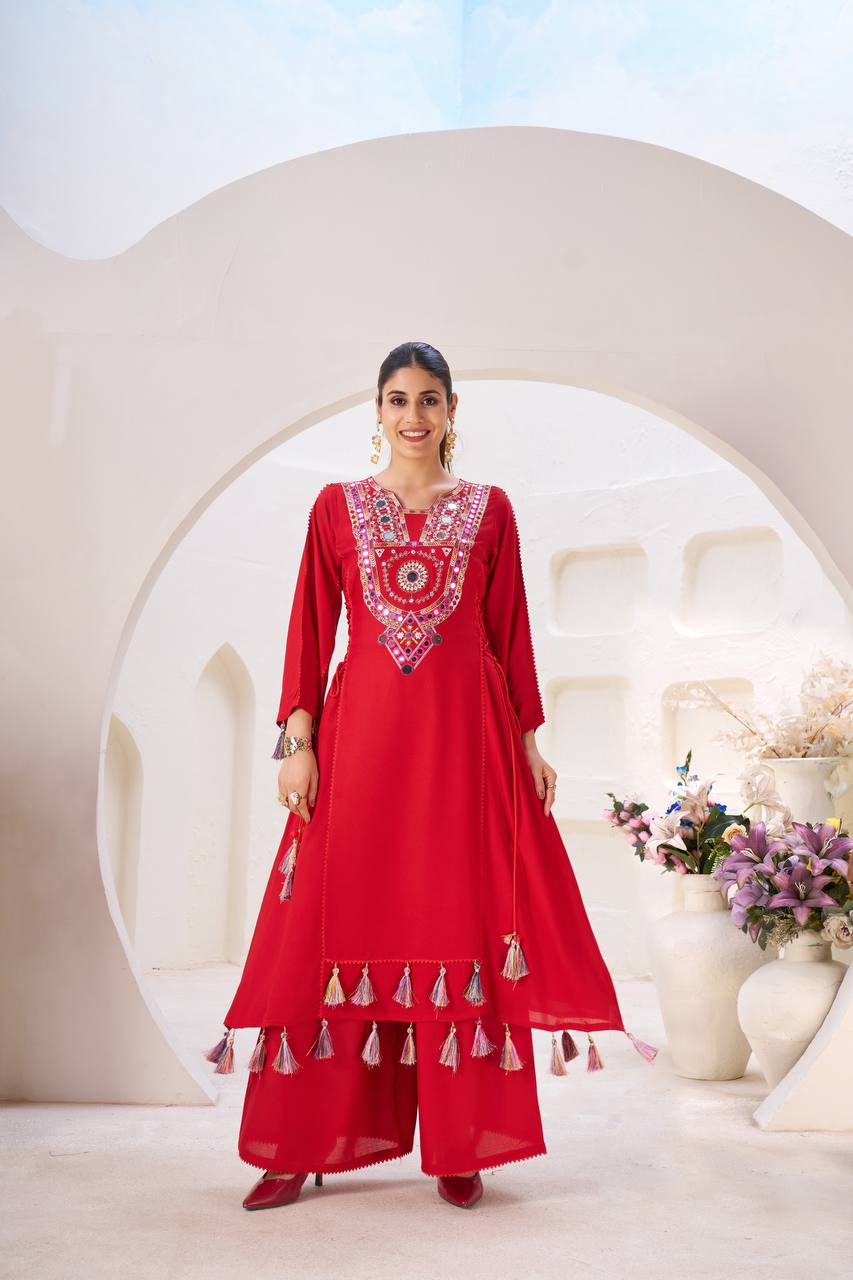 Tribal Mirror Elegance Premium Flared Kurta Set