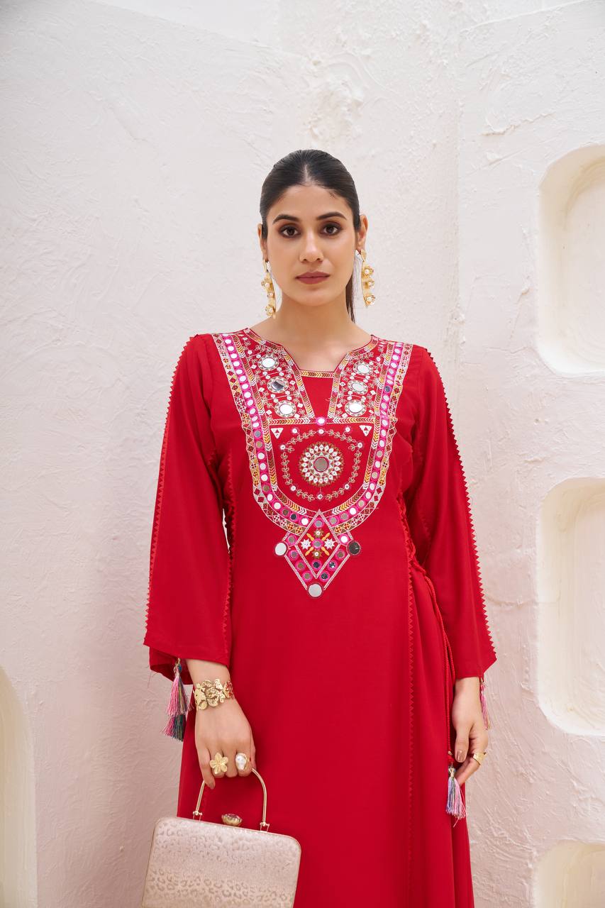 Tribal Mirror Elegance Premium Flared Kurta Set