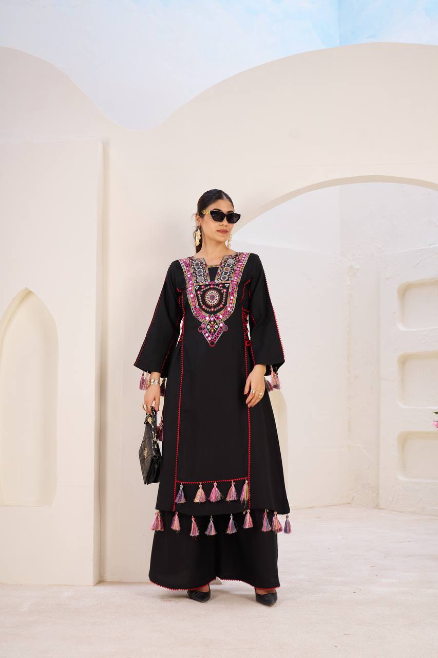 Tribal Mirror Elegance Premium Flared Kurta Set