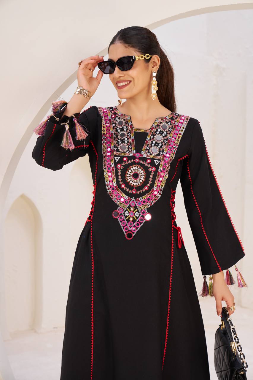 Tribal Mirror Elegance Premium Flared Kurta Set